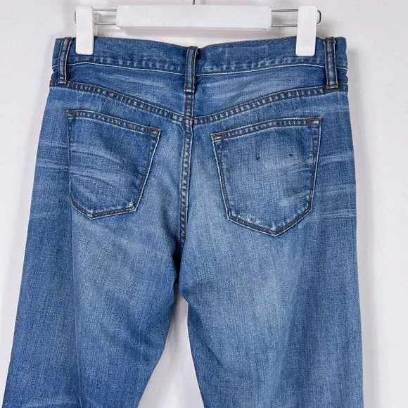 J Crew Slim Mid Rise Broken In Boyfriend Jeans Light Blue Distressed Jeans Sz 26 - Picture 6 of 12